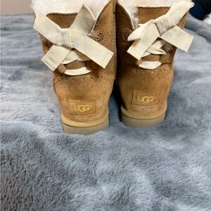UGG Brown Suede Boots with Cream Bows
